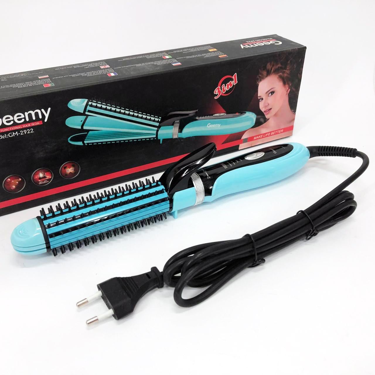 Плойка-праска Geemy GM-2922 3в1 Блакитний Плойка-праска Geemy GM-2922 3в1 Блакитний
