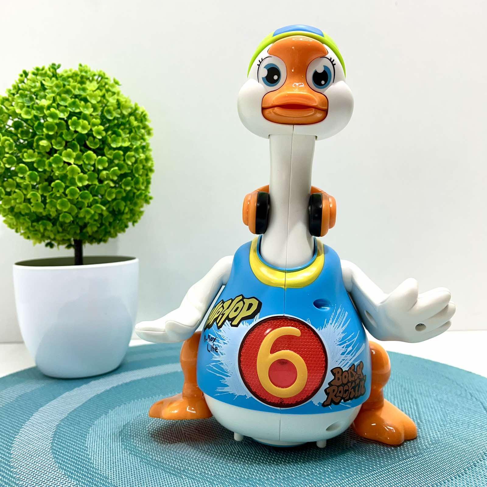 Музыкальная игрушка Hola Гусь хипхопер говорит по-английски/поет хип-хоп песни/подсветки/пляшет Синий (828) - фото 1