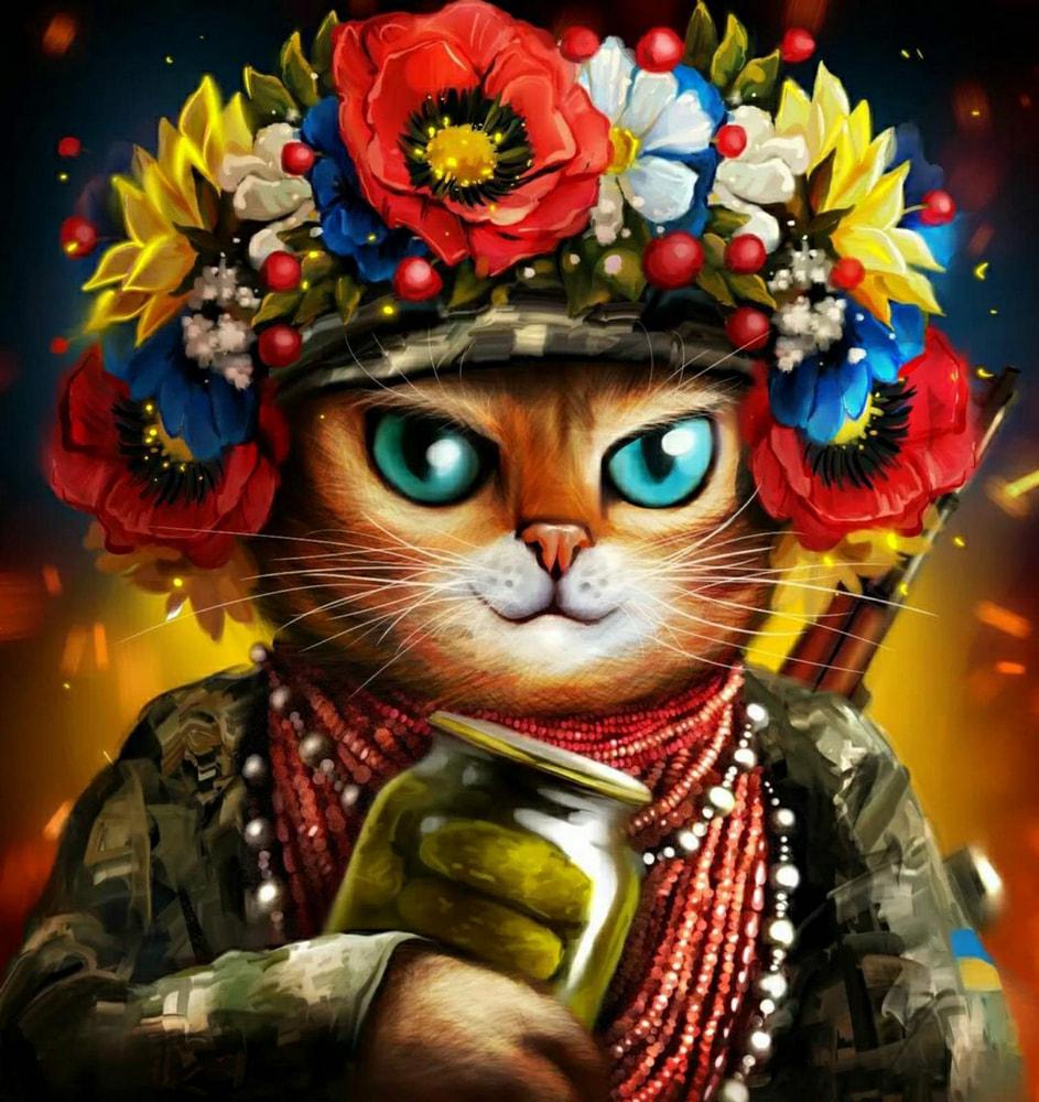 Алмазная мозаика на подрамнике SHLab Кошка Защитница вышивка камнями полная выкладка 40x50 см (30437)