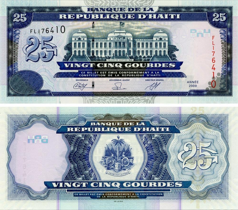 Коллекционная банкнота Гаити 25 гурдов 2009 UNC P266 (Б03449)