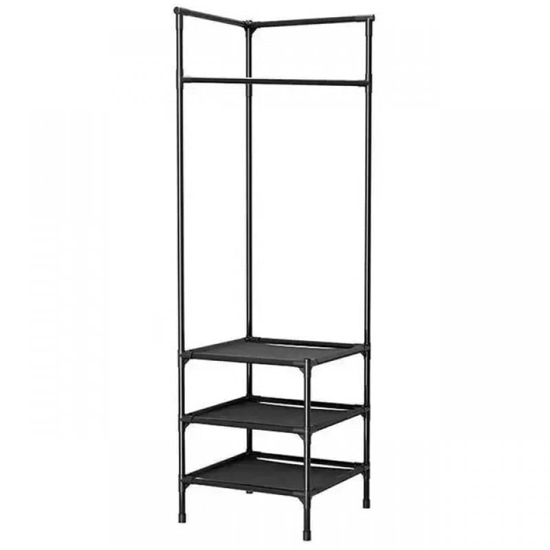 Вішалка підлогова кутова Corners в передпокій з підставкою для взуття 180х45х45 см Чорний (3241ОД)