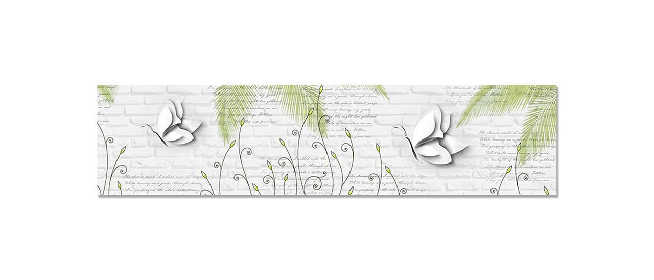 Кухонный фартук Бабочки пышные крылья из самоклеющейся виниловой пленки 60х250 см Серый