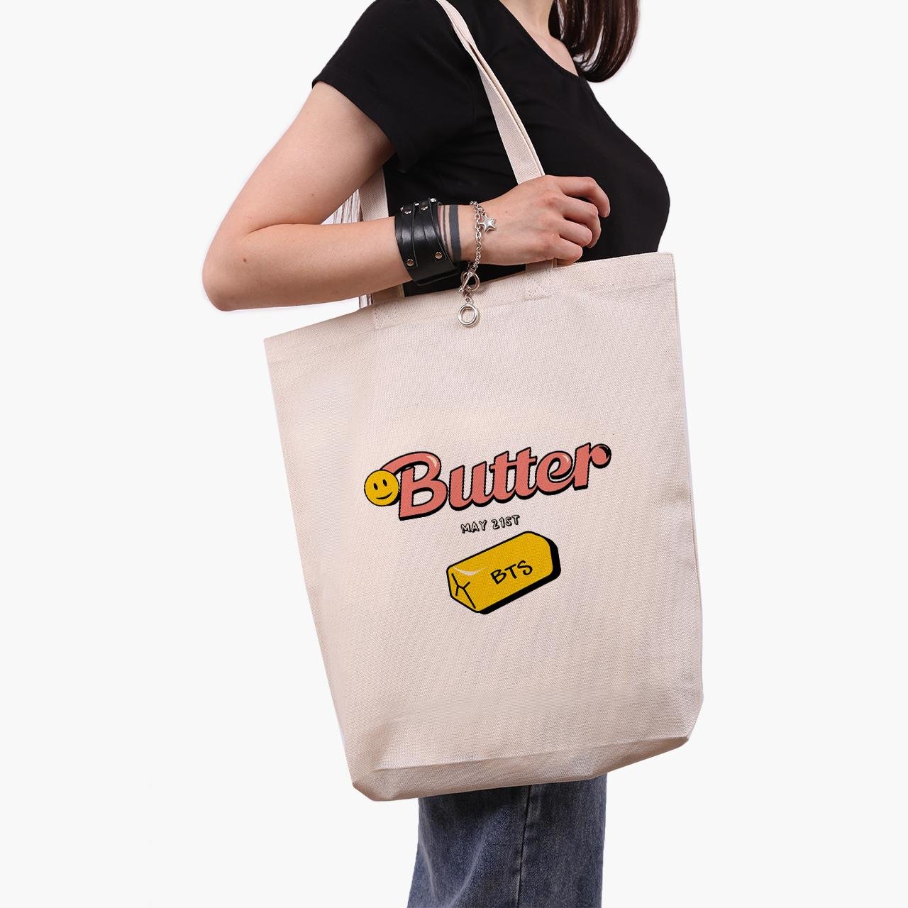 Еко сумка шоппер Butter BTS 41x39x8 см Бежевий (9227-3257-WTD)