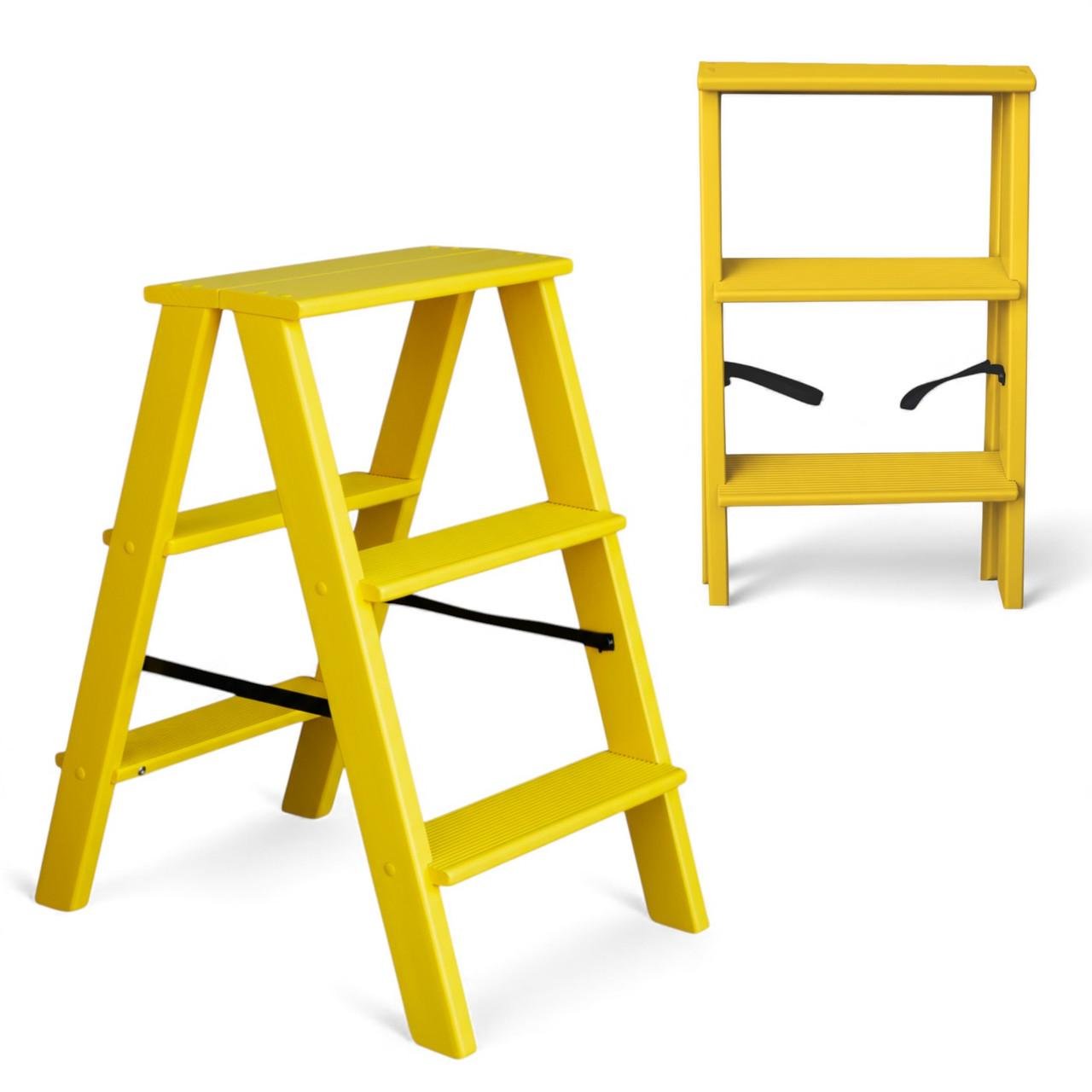 Табурет-лестница деревянный Студія Дерева Вільха Вестерн бытовой двухсторонний 3 ступеньки Желтый (31002893) - фото 3 Табурет-лестница деревянный Студія Дерева Вільха Вестерн бытовой двухсторонний 3 ступеньки Желтый (31002893) - фото 3