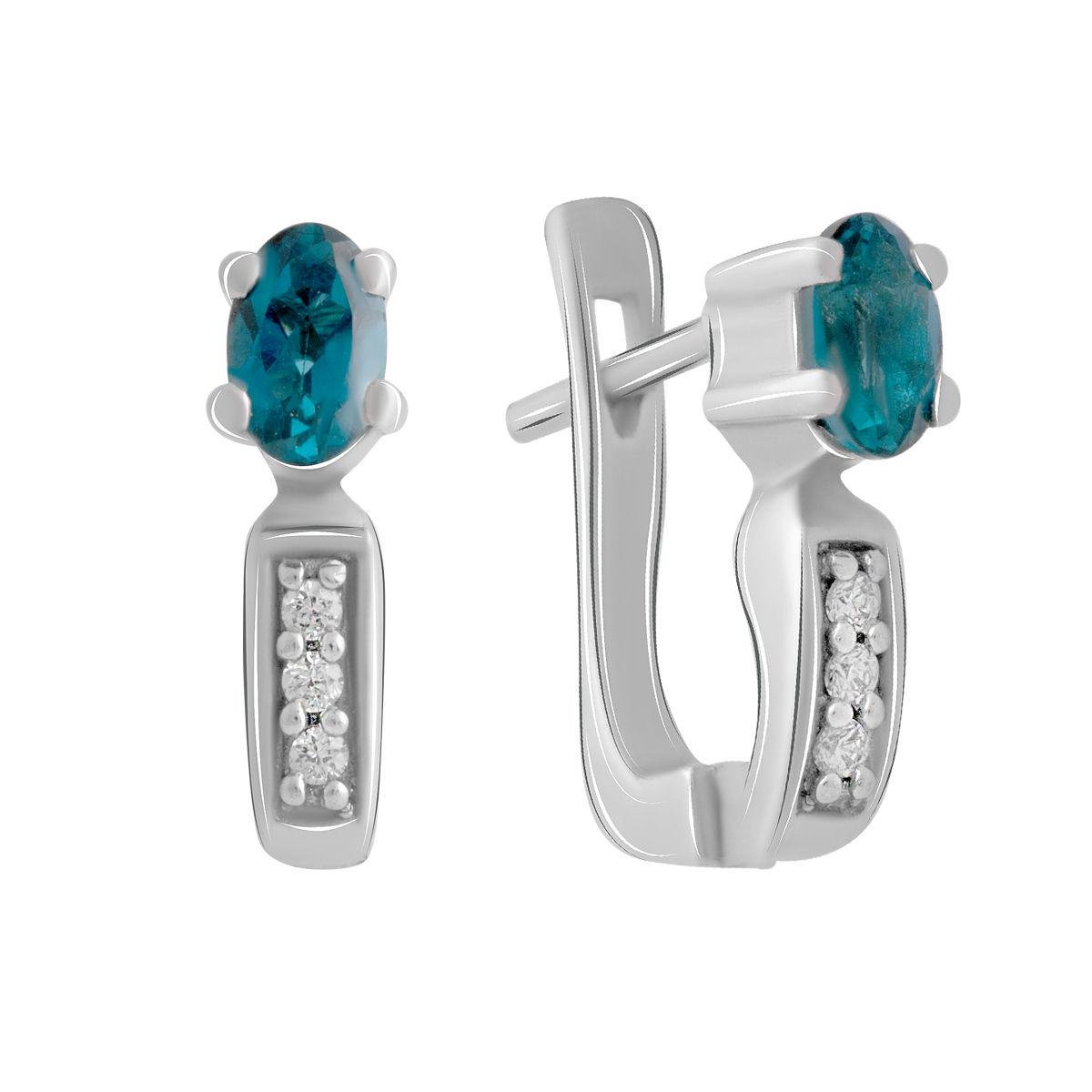 Серебряные серьги с топазом Лондон Блю (2073185)