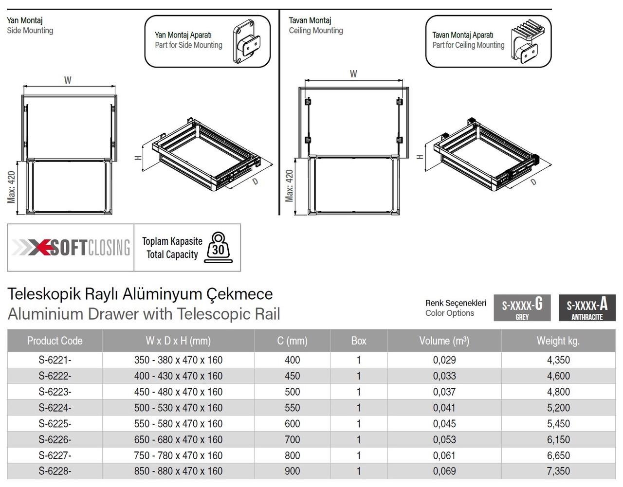 Ящик для белья Starax 800 мм Серый (S-6227-G) - фото 4 Ящик для белья Starax 800 мм Серый (S-6227-G) - фото 4