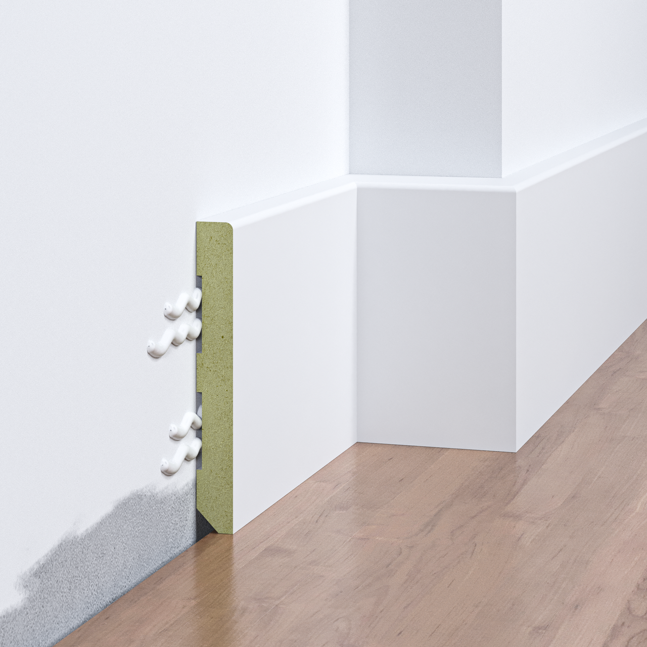 Плінтус накладний FSPRO 1080R2 МДФ 2,5 м Білий (P.MDF1080R2W)