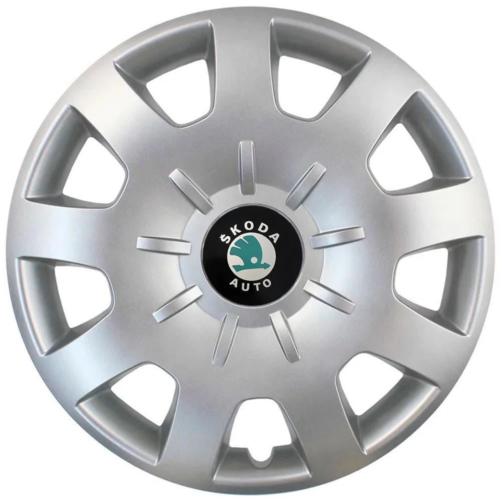 Колпаки автомобильные R15 Skoda Зеленый 314 SJS 4 шт. Серебристый