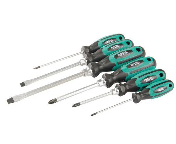 Набір викруток підсилених Mastertool 6 шт. PH0х75/1х80/2х100/SL4х100/6х125/8х150 мм (40-1152)