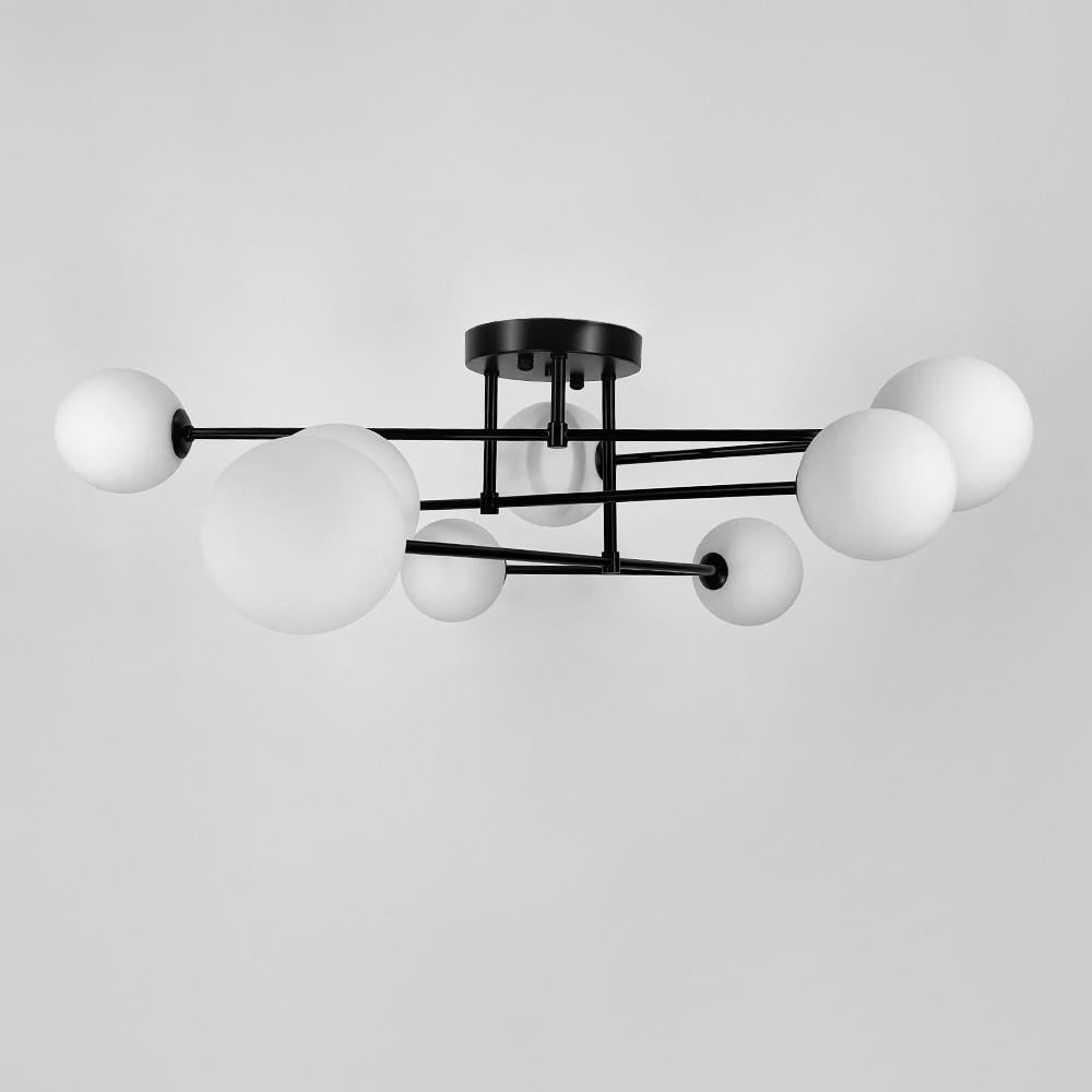 Люстра стельова з вигнутими ріжками на 9 ламп Чорний (YQ 317/9 BK+WT) - фото 5 Люстра стельова з вигнутими ріжками на 9 ламп Чорний (YQ 317/9 BK+WT) - фото 5