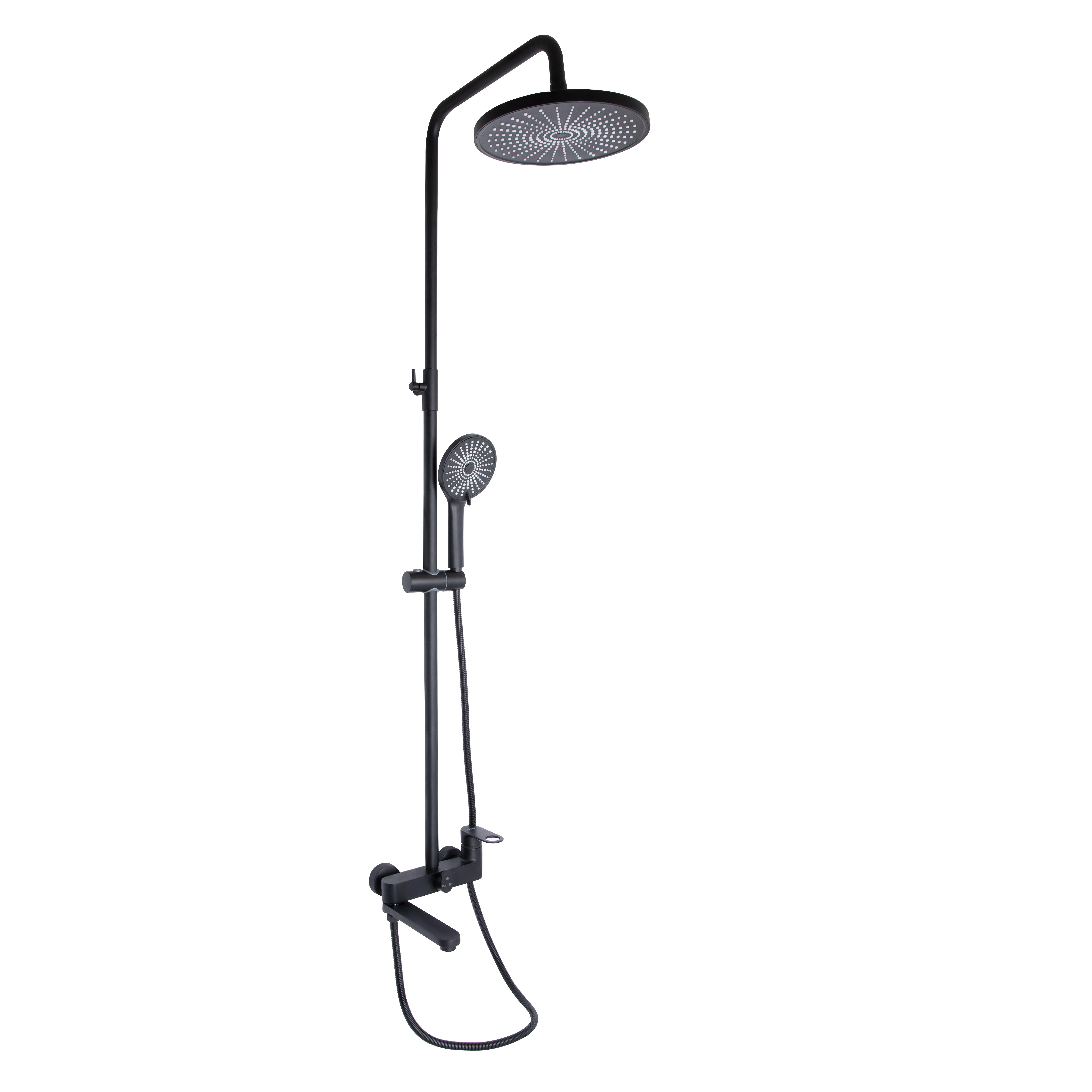 Душевая система универсальная Qtap Jay на три потребителя с изливом QTJAY111BLM45549 Black Matt (SD00051673)