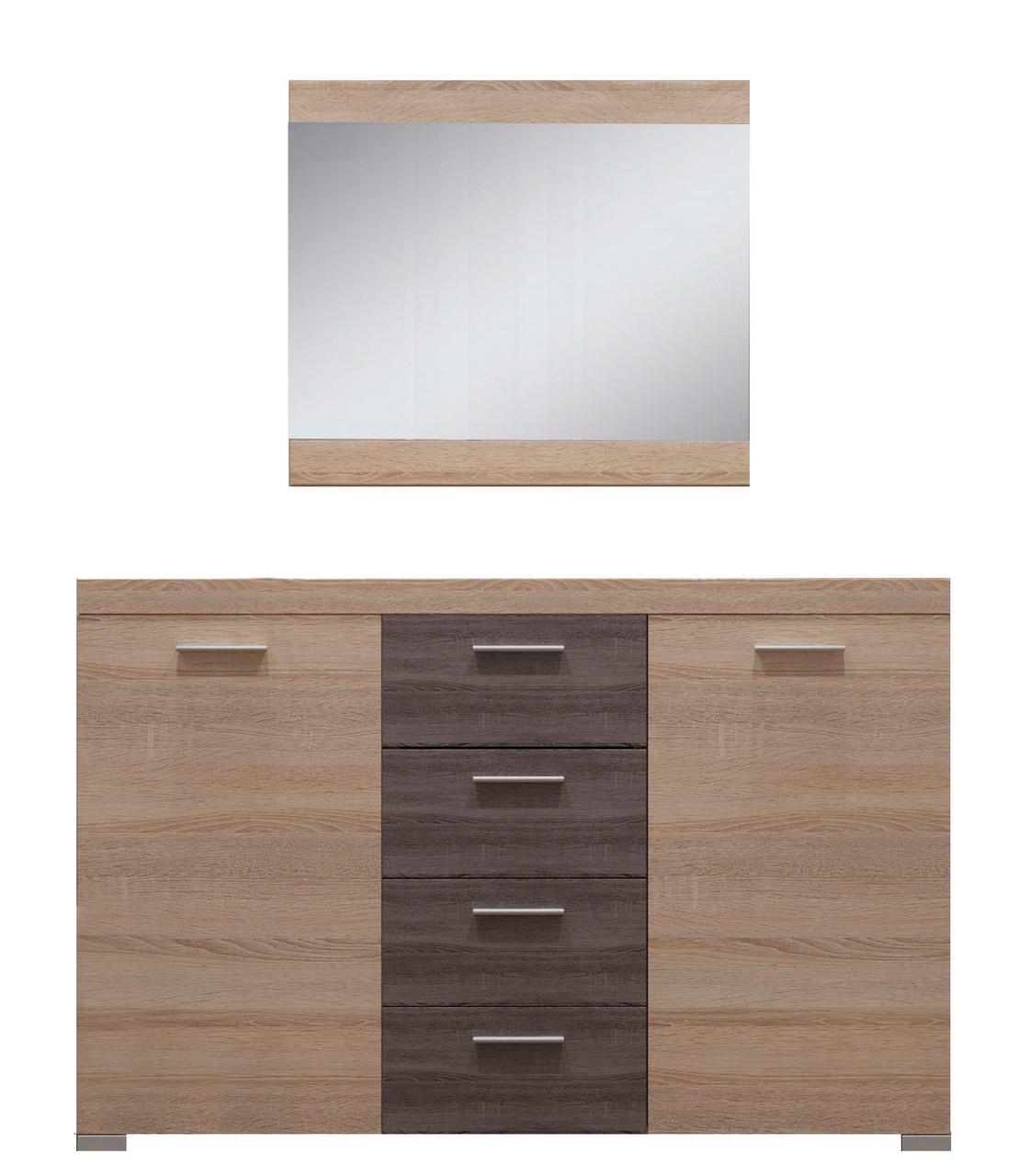 Комод Эверест К-7 Британия с телескопическими направляющими и зеркалом Дуб сонома/Трюфель (DTM-2654) - фото 2