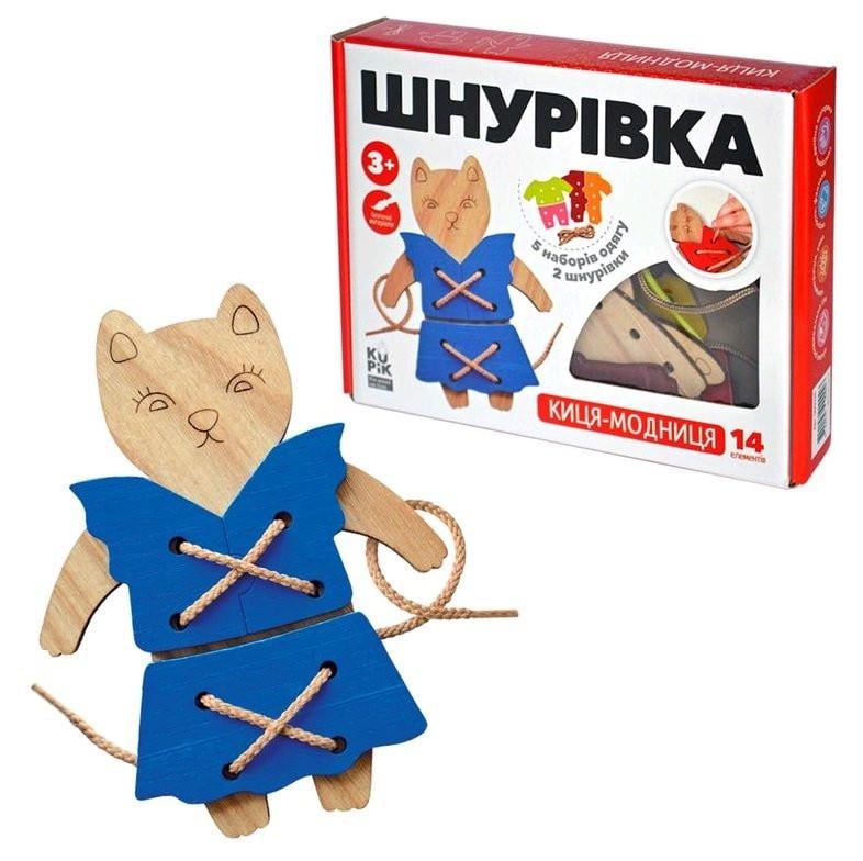 Шнуровка деревянная Igroteco Кошка-модница (900026)