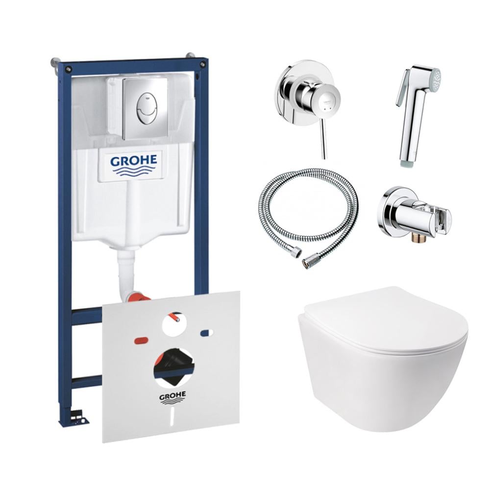 Комплект инсталляции Grohe Rapid SL 38721001QT07335176W111048 с унитазом и кнопкой Хром (75769)