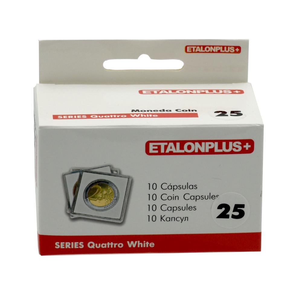 Капсулы квадратные Etalonplus для монет 25 мм 10 шт. 50x50 мм вкладыш Белый (А16673)