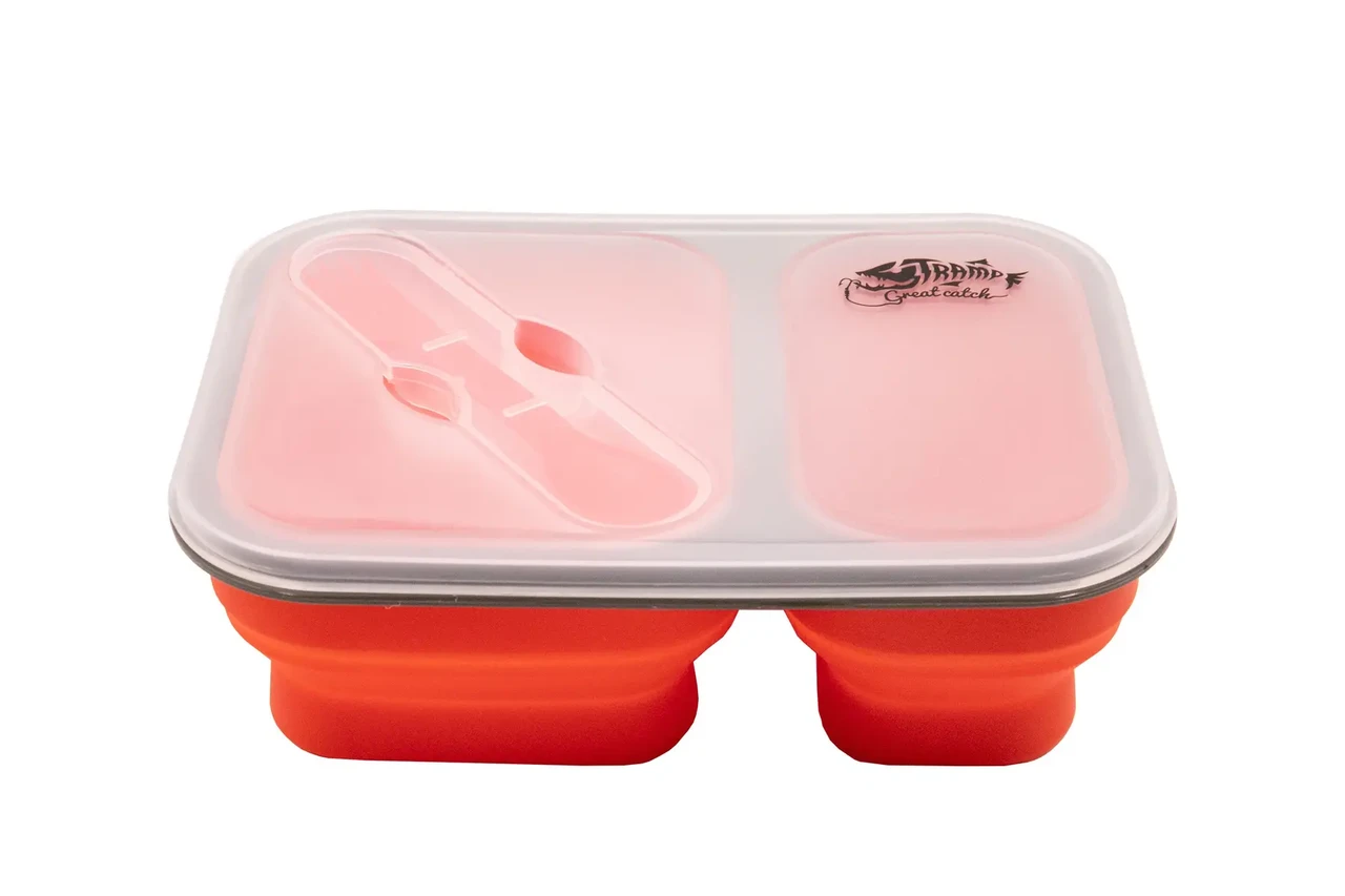 Контейнер Tramp складной силиконовый с ложкой-выделкой/крышкой 900 мл Оранжевый (UTRC-090-orange) - фото 3