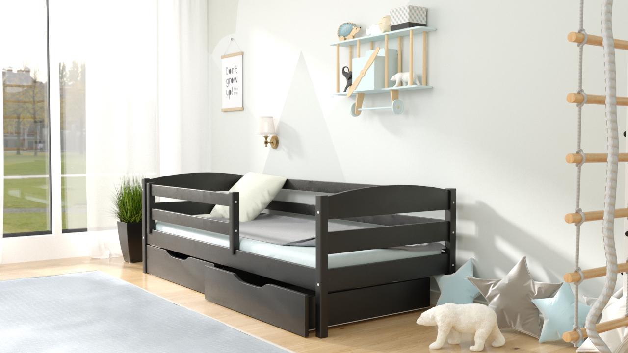 Кровать односпальная в детскую Luna mebli Хюго с бортиком/ящиками 80x200 см Венге (19049964)