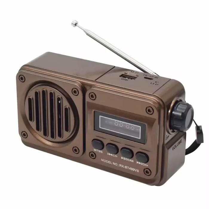 Радиоприемник Golon RX-BT499VS FM/USB с солнечной панелью Brown (597925)