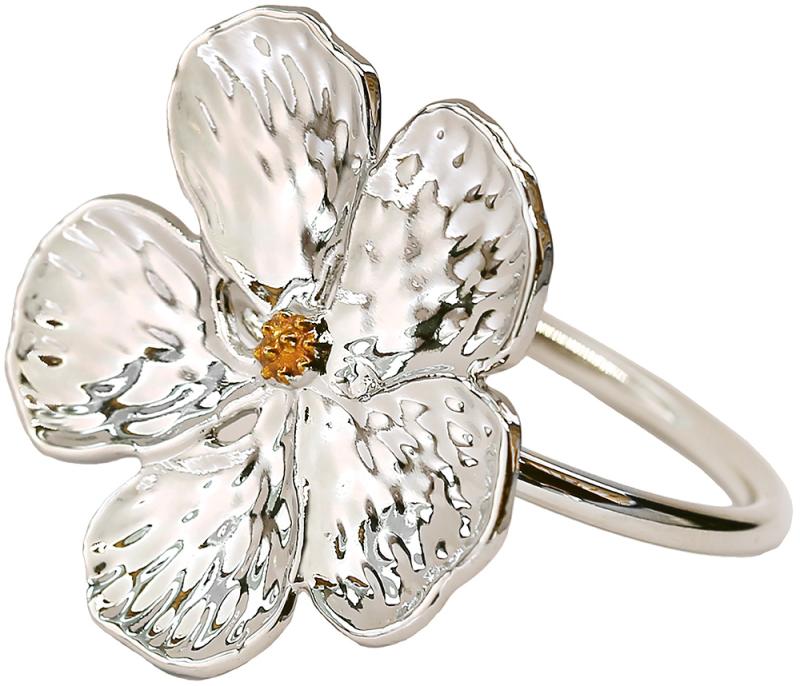 Комплект кілець для серветок квітка 6 шт. 4 см Срібний