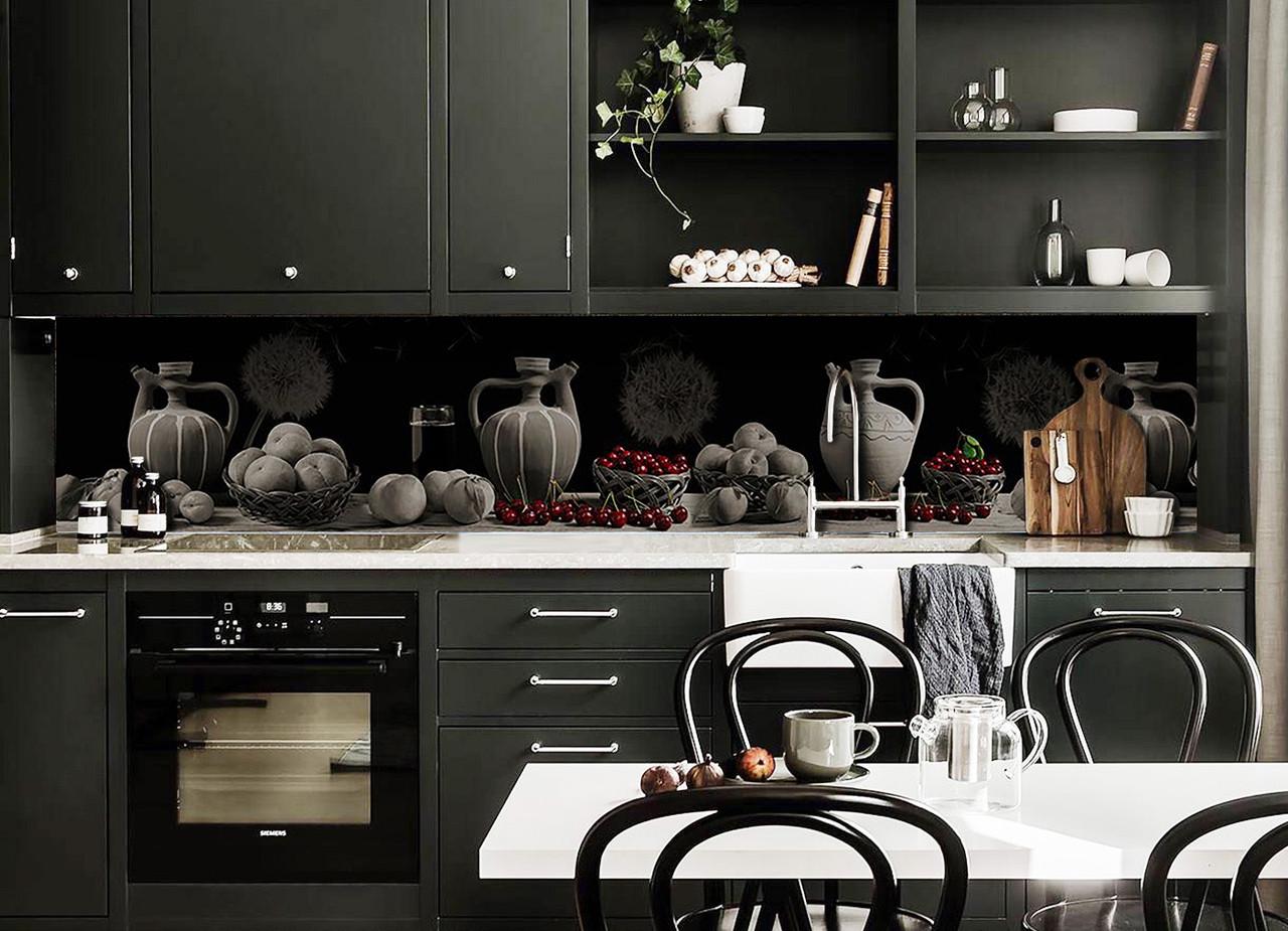 Кухонный фартук Оригинальный натюрморт из самоклеющейся виниловой пленки 65х250 см Серый