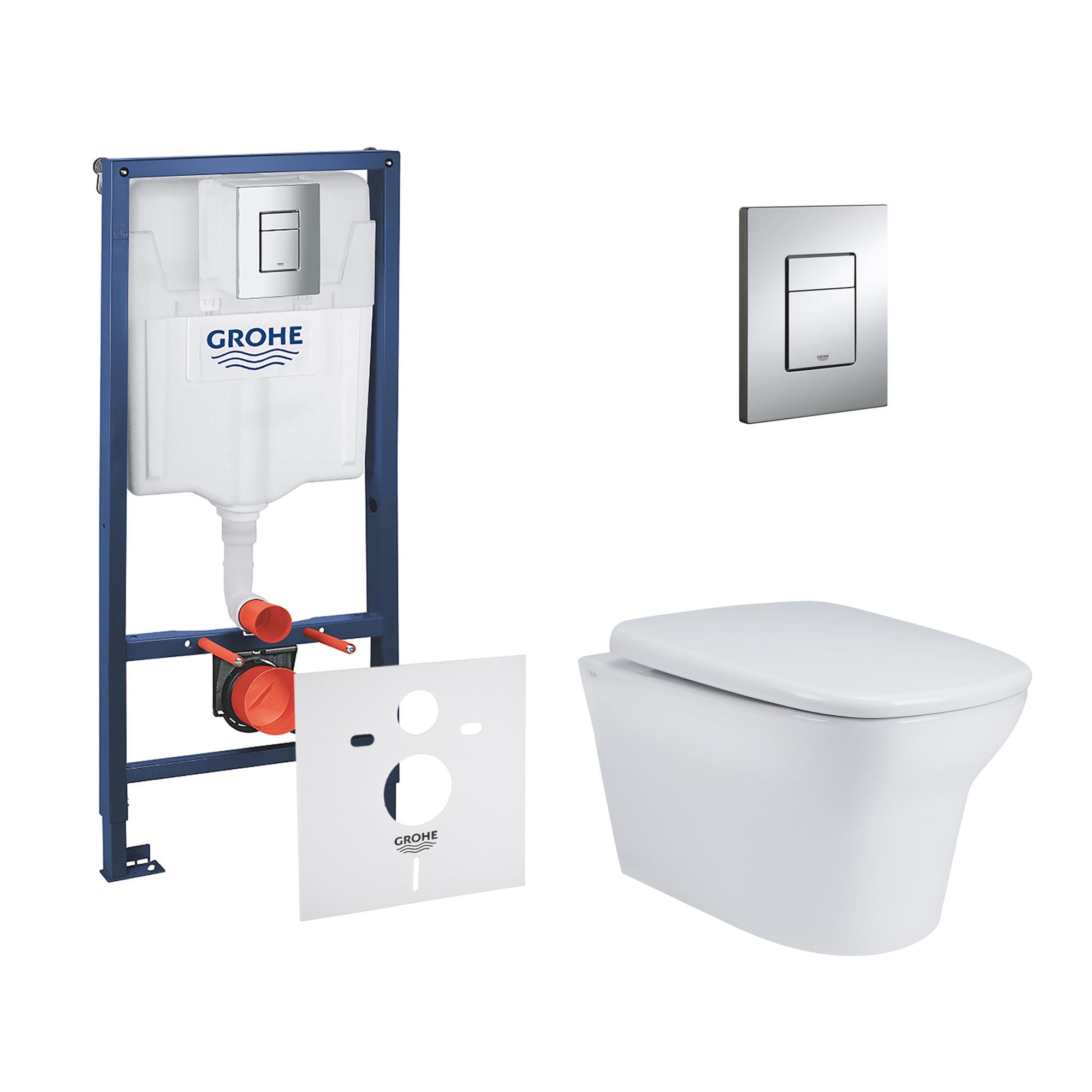 Комплект инсталляции Grohe Rapid SL 38772001QT25332614EW с унитазом кнопка Хром (116324)