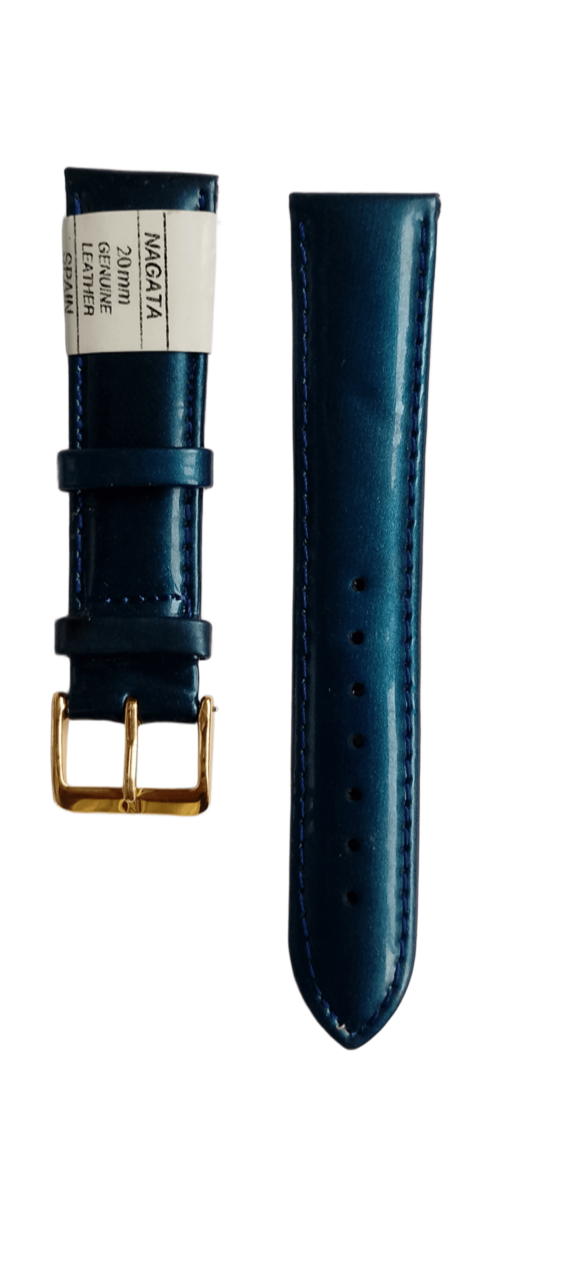 Ремешок кожаный для часов гладкий 20х175 мм Синий (2452G)