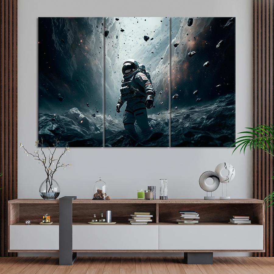 Картина космос Астронавт среди камней 128x81 см (A1302-3)