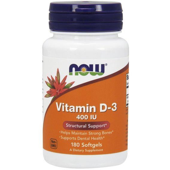 Вітамін D NOW Foods Vitamin D-3 400 IU 180 Softgels