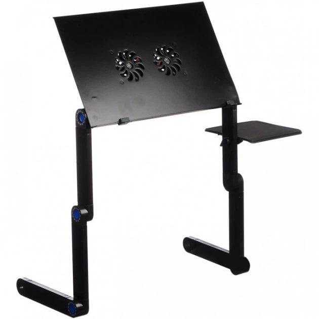 Підставка для ноутбука Laptop Table T8 з вентилятором Чорний (31369911)