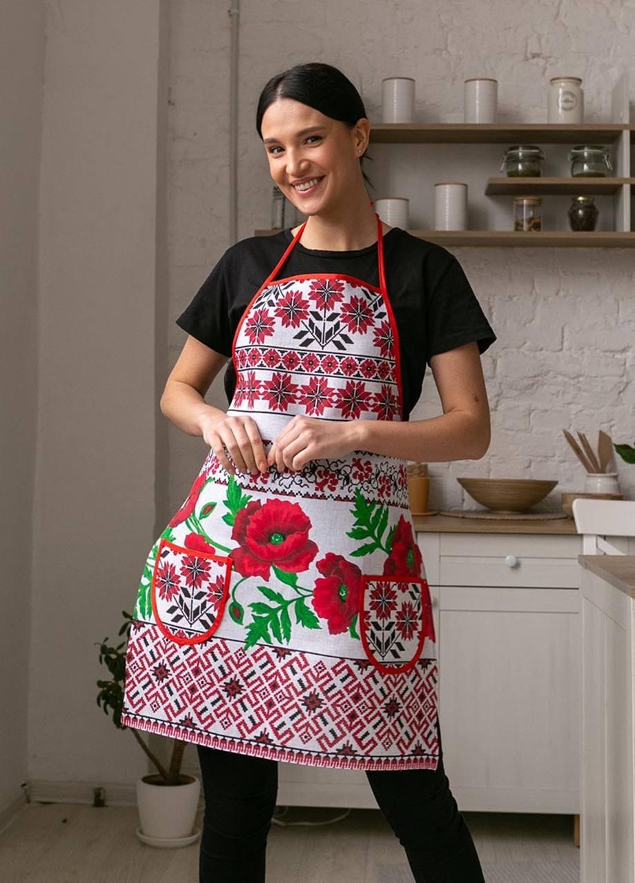 Фартук с перчаткой и прихваткой для кухни с орнаментом 55х73 см Белый/Красный (П4К-fartuh0017) Фартук с перчаткой и прихваткой для кухни с орнаментом 55х73 см Белый/Красный (П4К-fartuh0017)