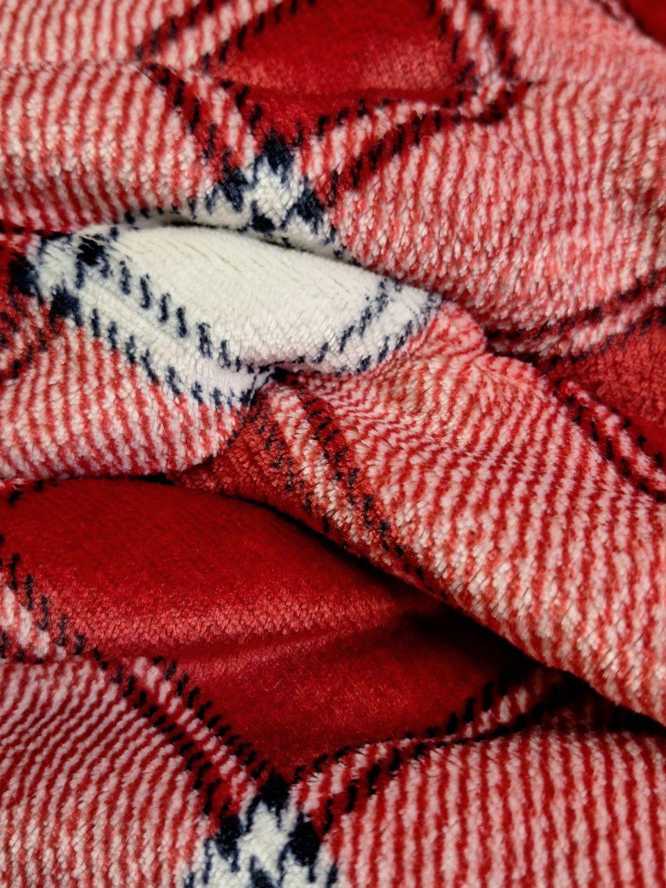 Плед двухсторонний на овчине Livarno Home Клеточка 150x200 см (1462) - фото 5