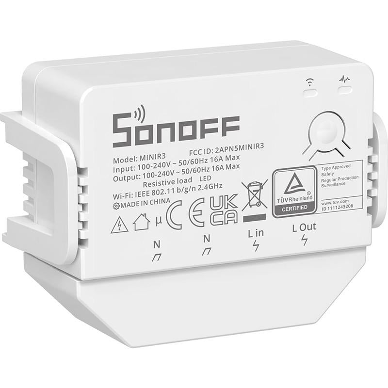 Переключатель умный 1-канальный Sonoff WiFi MINIR3 3500W Переключатель умный 1-канальный Sonoff WiFi MINIR3 3500W