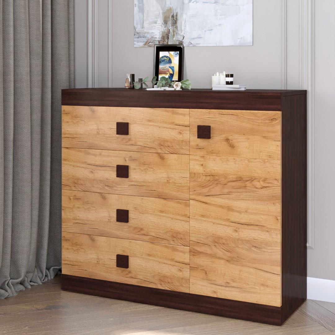 Комод Everest Соната 5 1050х376х931 мм Венге темный/Дуб крафт золотой (11237) - фото 2