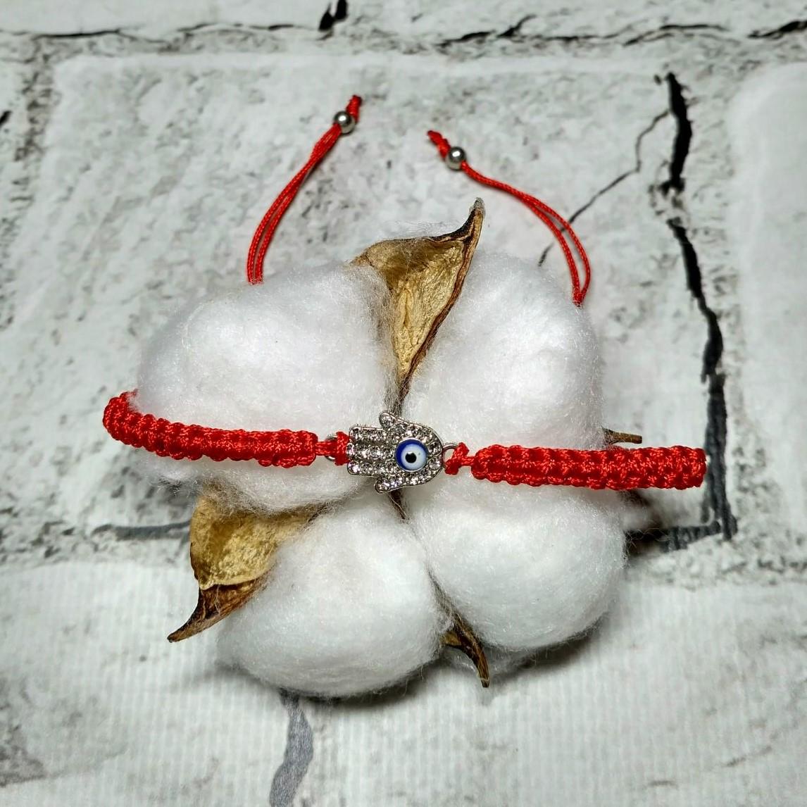 Браслет з червоною ниткою Рука фатіми (2-4-5-18-22)