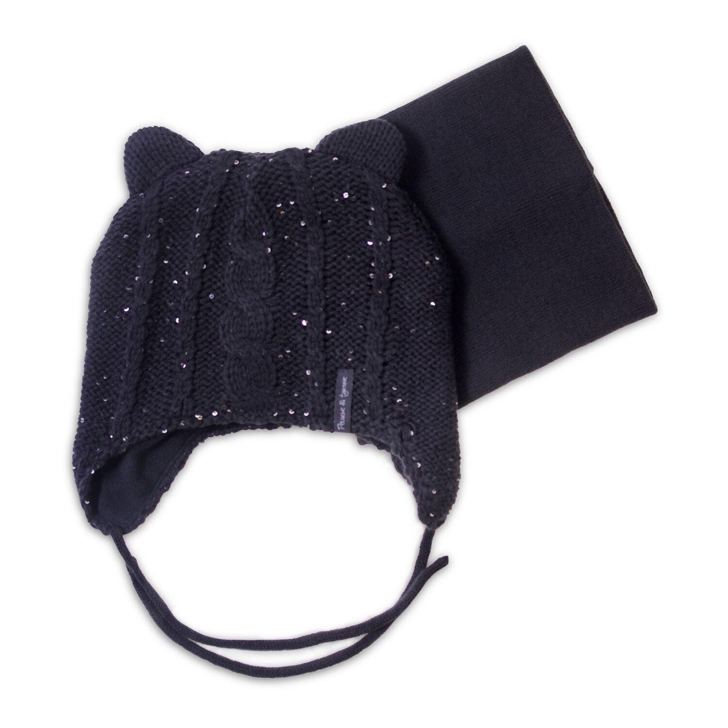 Шапка с баффом вязаные для девочки Peluche&Tartine F18ACC60EF зимние 52-56 см Темно-серый (F18ACC60EF-Deepgrey-6/8)