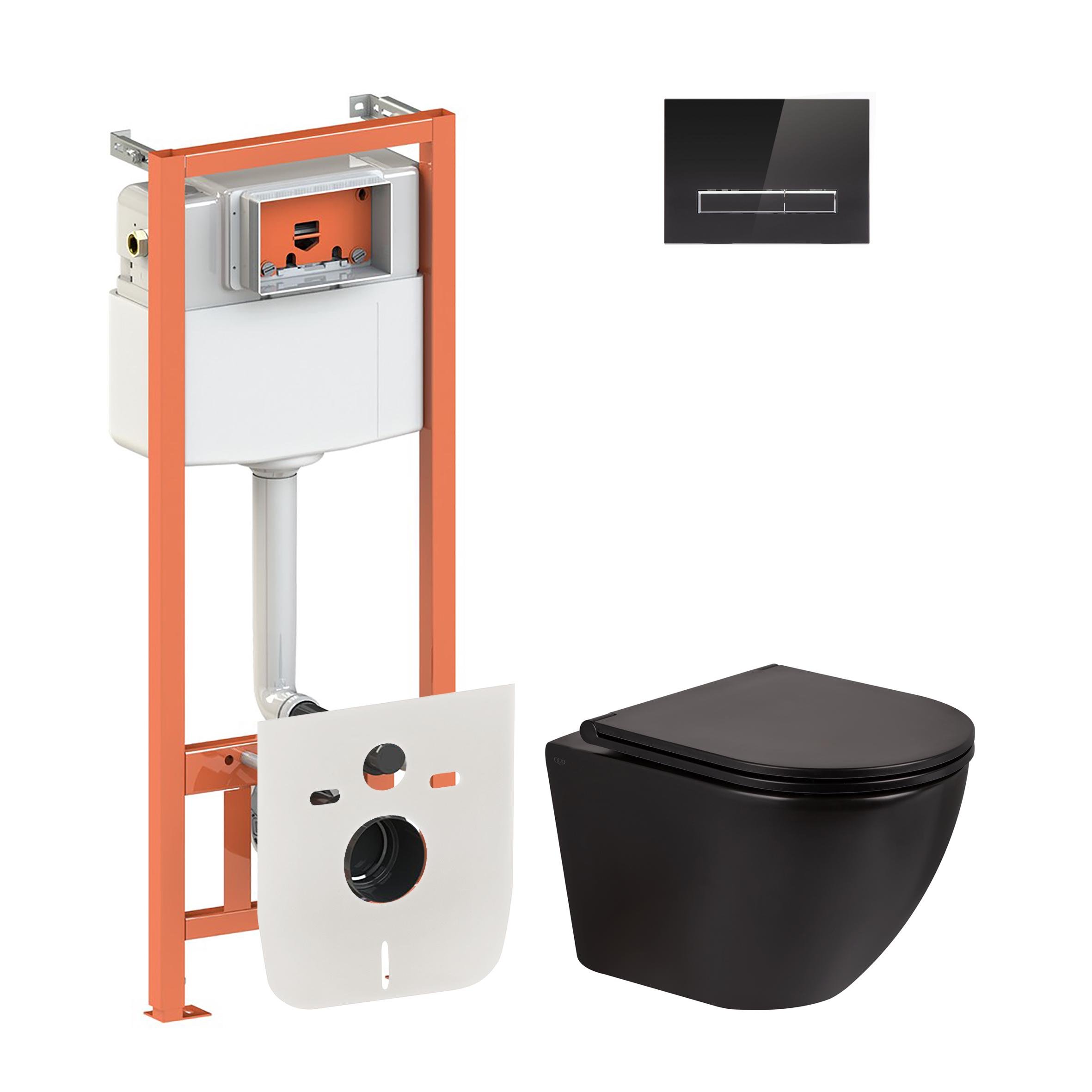 Комплект инсталляции Q-tap Nest QT1333046ERMB0133M425V1107GB кнопка с унитазом Черный (124690)