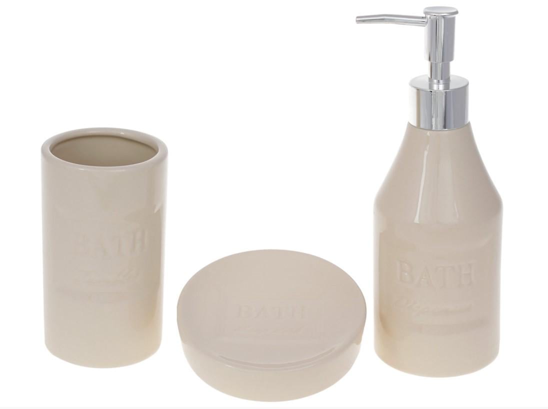 Набор для ванной дозатор 350 мл со стаканом для зубных щеток 270 мл и мыльницей (80239)