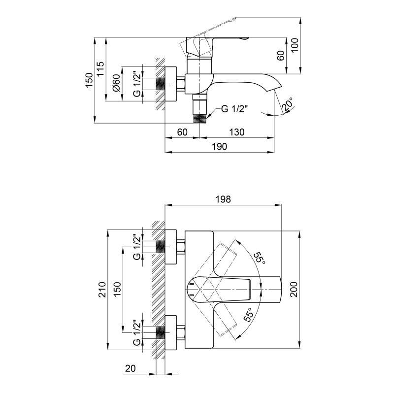 Смеситель для ванны Qtap Zelnava 3050101C Хром (SD00044017) - фото 3