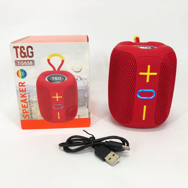 Колонка портативная TG 658 с RGB подсветкой Red (tf4903) - фото 14