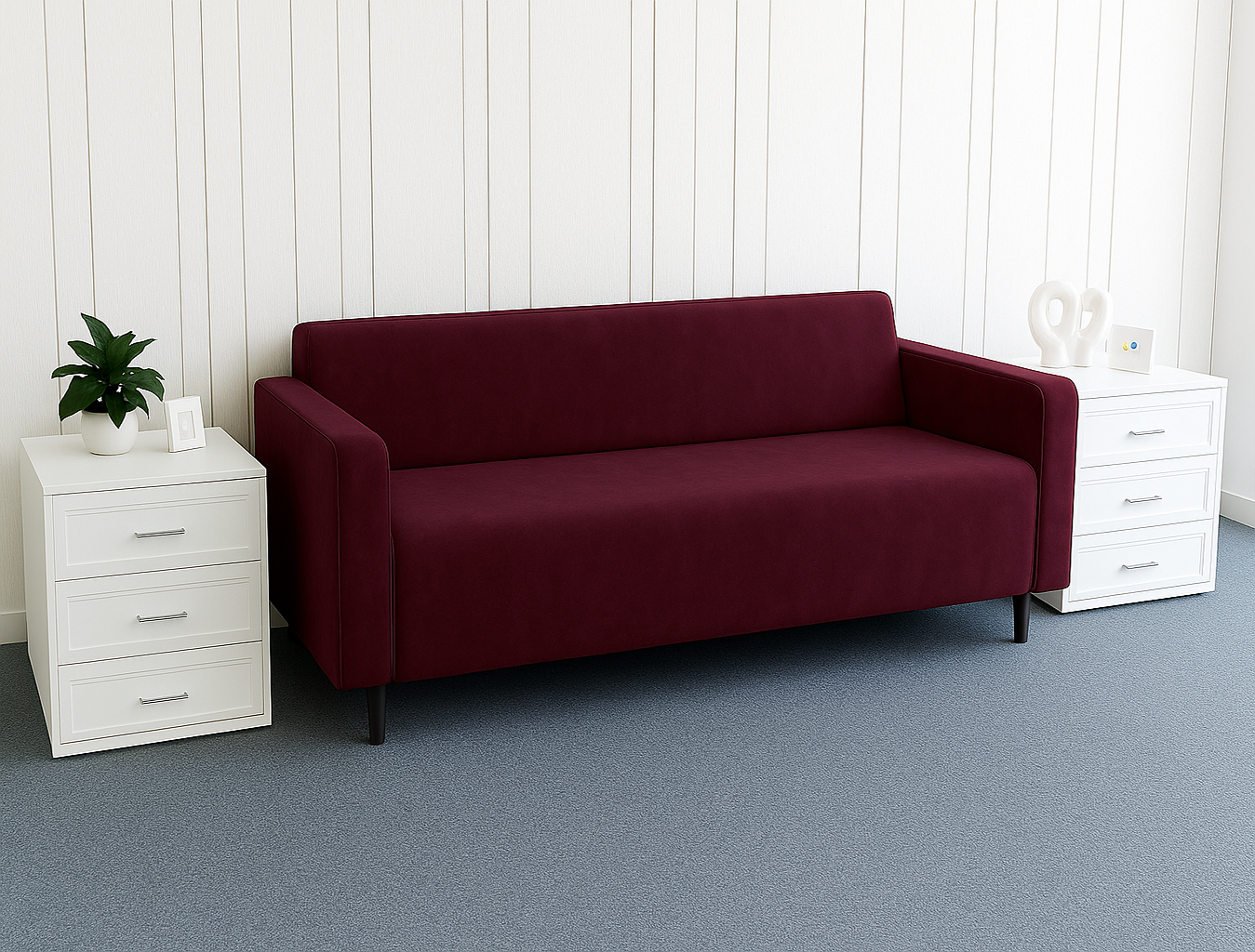 Диван офісний Tobi Sho Тайм з підлокітниками велюр Крокус 1760х680х770 мм Бордовий (Бордовий/63)