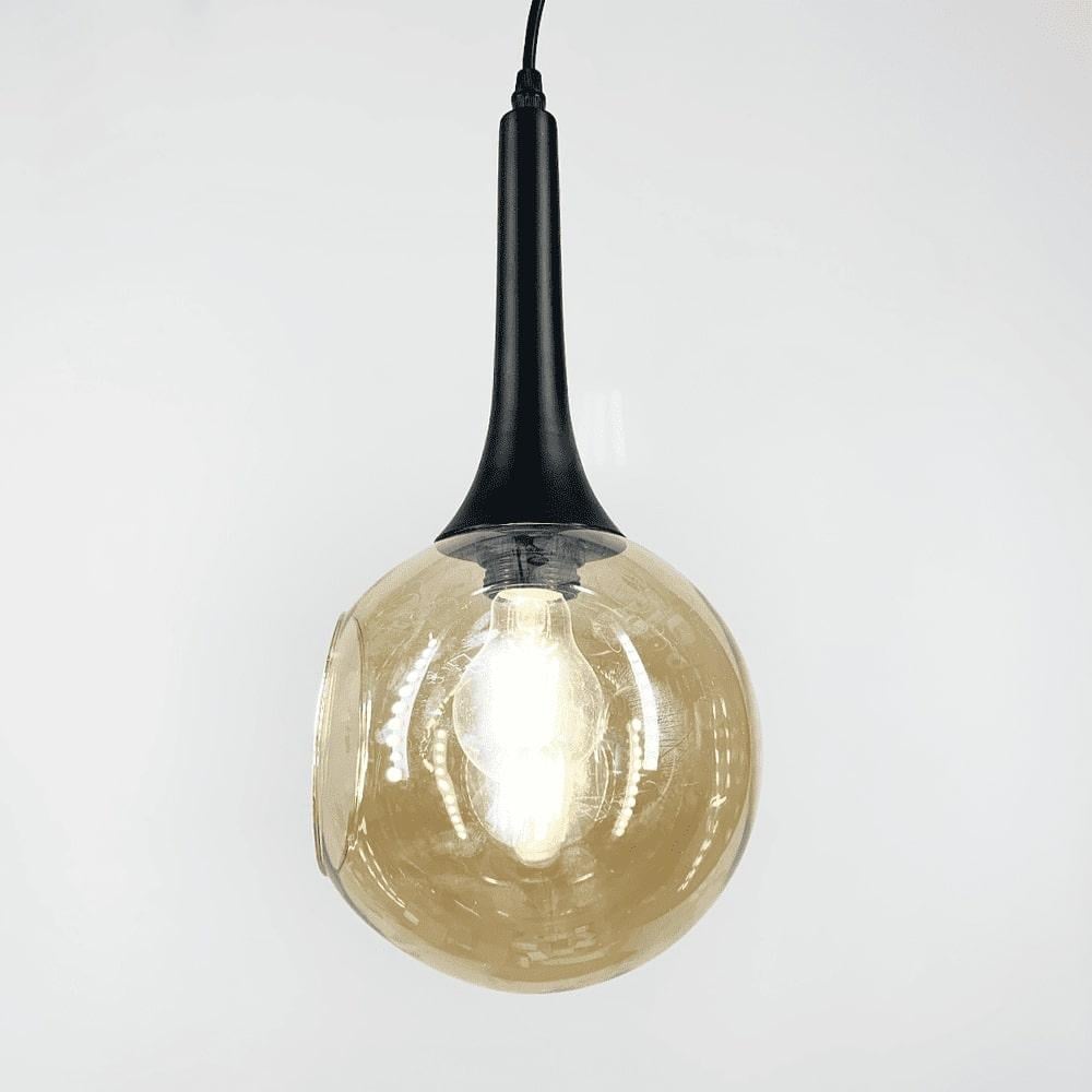 Світильник із відкритим плафоном Чорний/Бурштиновий (11810/1 BK+AM)