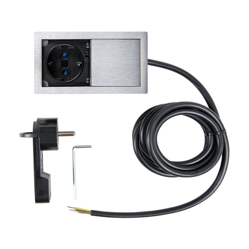 Блок розетковий одинарний VersaHIT MONO 1 розетка 110-220В 16A IP54 Алюміній браш (86226) - фото 4