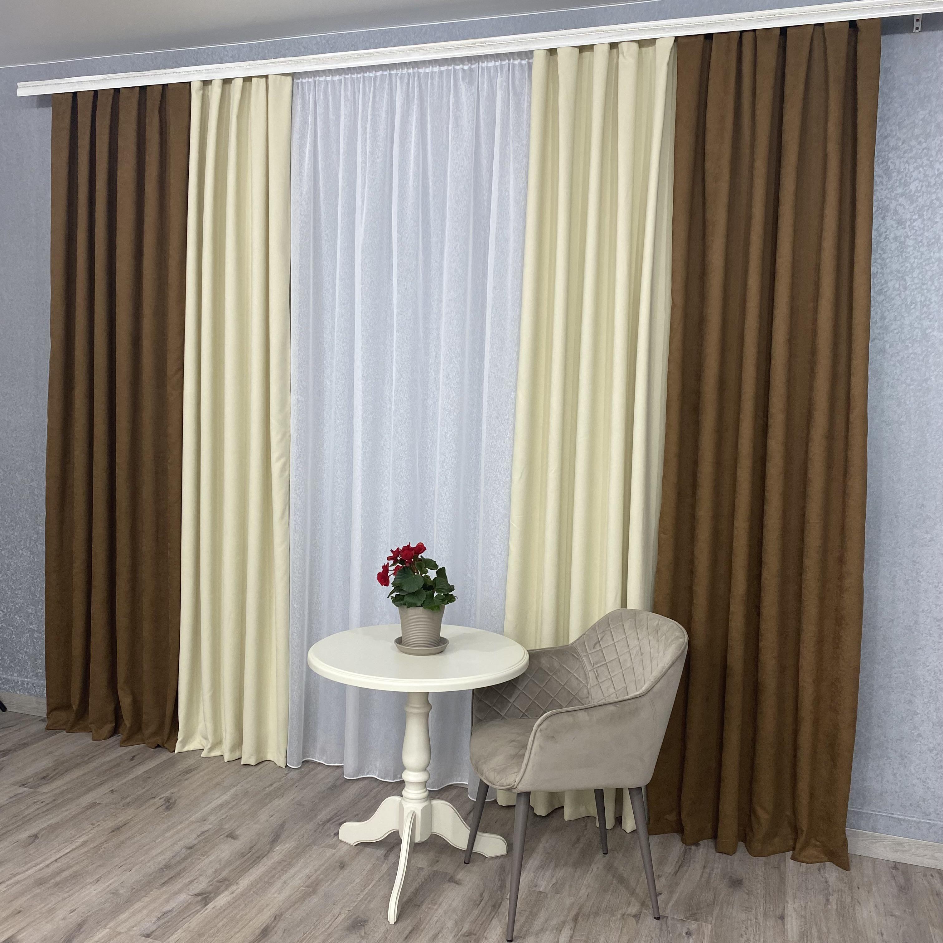 Шторы микровелюр TG Home Дуэт №450 1,50х2,70 м Коричневый/Кремовый (450-216/250) - фото 8 Шторы микровелюр TG Home Дуэт №450 1,50х2,70 м Коричневый/Кремовый (450-216/250) - фото 8