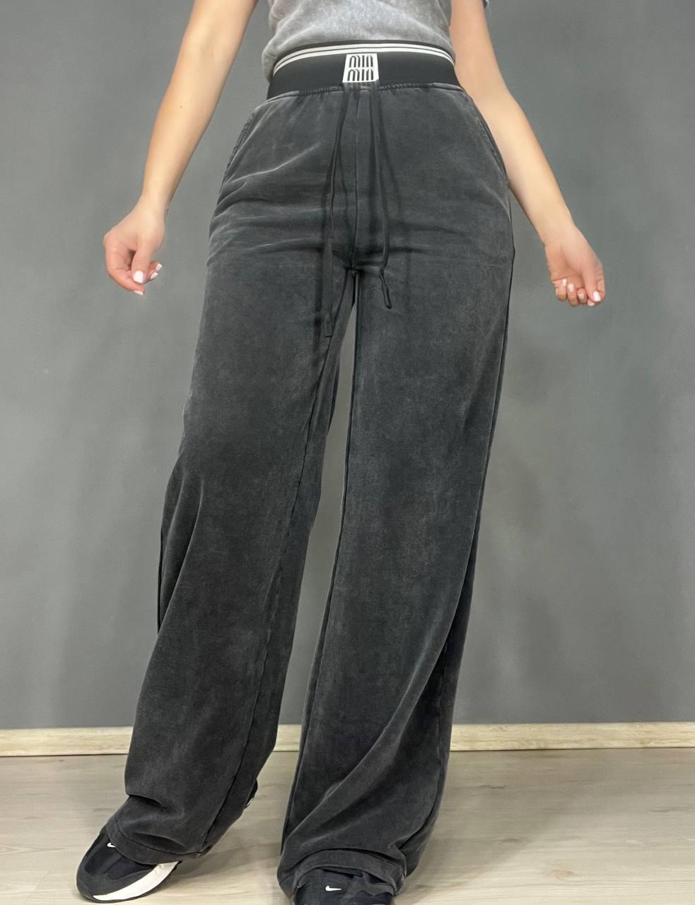 Брюки женские Yimeite 512 палаццо широкие трикотажные вареные тай-дай талия на резинке р. 29 Черный (3890) - фото 9 Брюки женские Yimeite 512 палаццо широкие трикотажные вареные тай-дай талия на резинке р. 29 Черный (3890) - фото 9