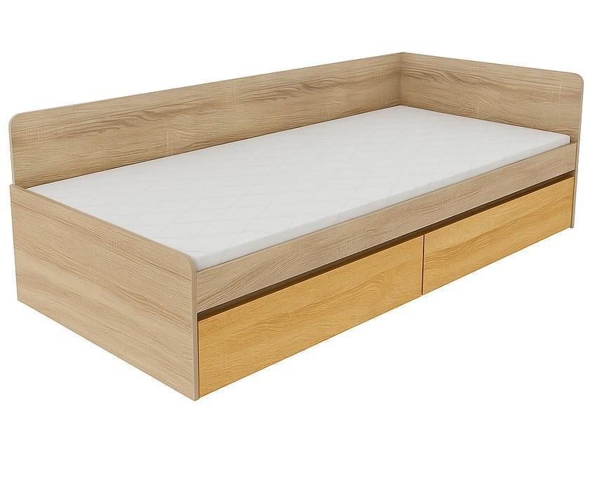 Кровать с ящиками Эверест 800 сплошной щит 80x190 см Дуб сонома/Крафт золотой (ЕВ20739.06) - фото 1 Кровать с ящиками Эверест 800 сплошной щит 80x190 см Дуб сонома/Крафт золотой (ЕВ20739.06) - фото 1
