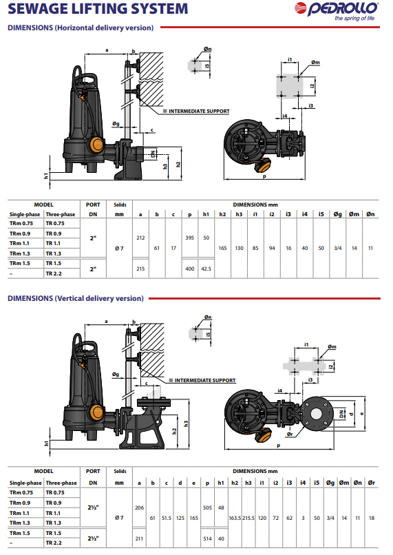 насос дренажний Pedrollo TRm 0.9 з ріжучим механізмом 10 м (48SHT04A1) - фото 6