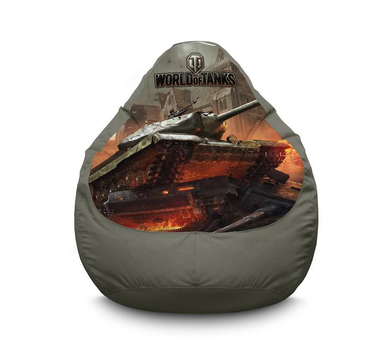 Кресло мешок iPuff World of Tanks Battle Оксфорд XXL 90х125 см Серый