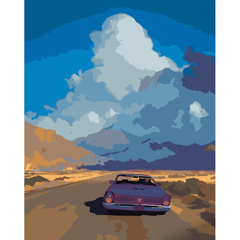 Картина по номерам Strateg Премиум Пустынная поездка с лаком 40х50 см (GS807)