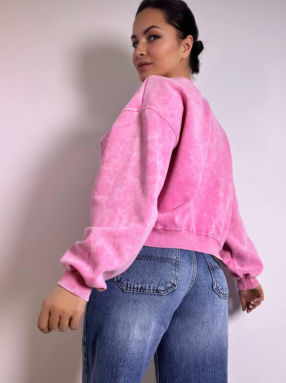 Світшот жіночий JOY ONE 25177 вільний крій середня довжина варений тай-дай OS Рожевий (3387) - фото 9 Світшот жіночий JOY ONE 25177 вільний крій середня довжина варений тай-дай OS Рожевий (3387) - фото 9