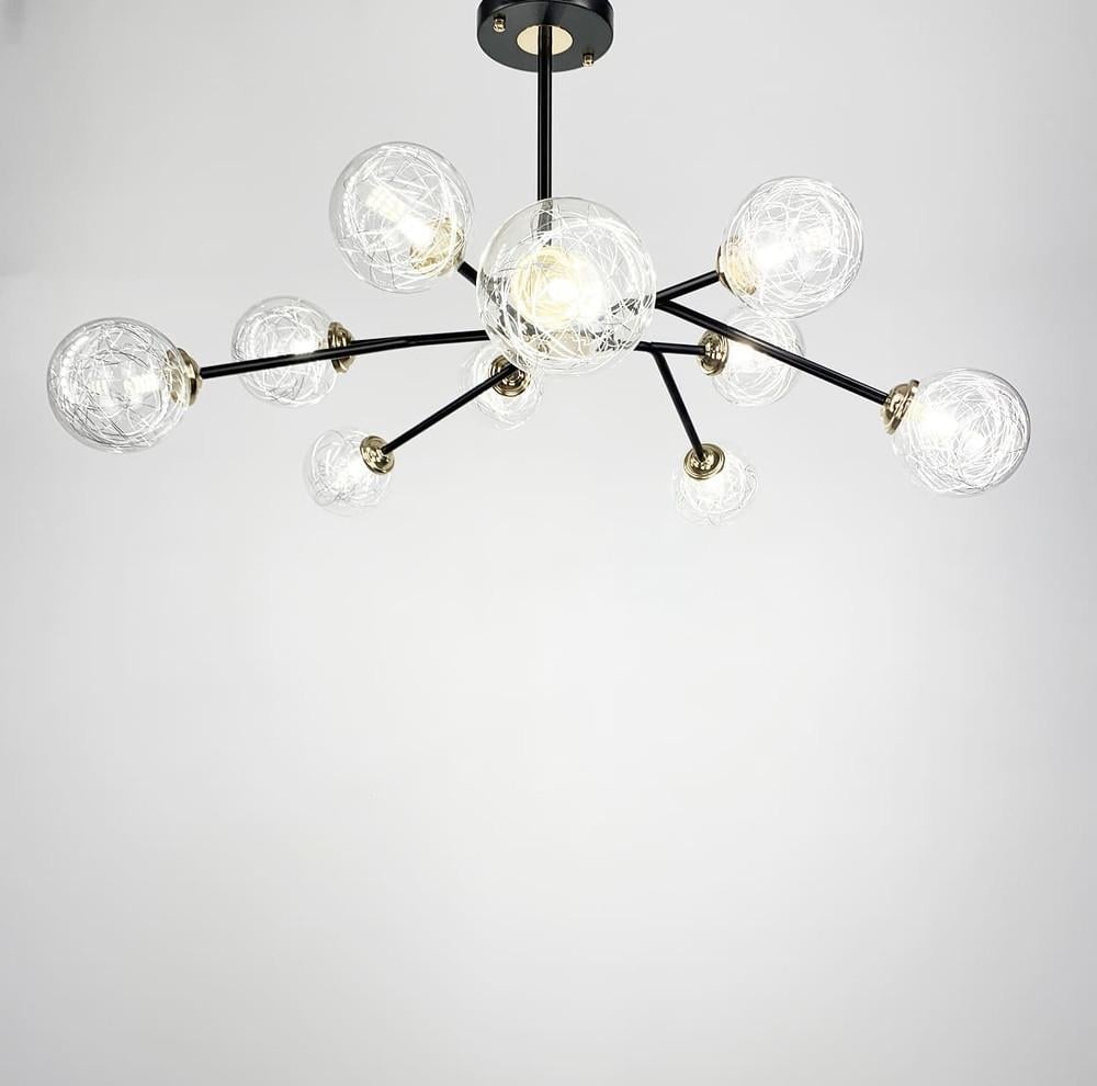 Люстра стельова із фурнітурою золото на 10 ламп Чорний (8122/10 G9)